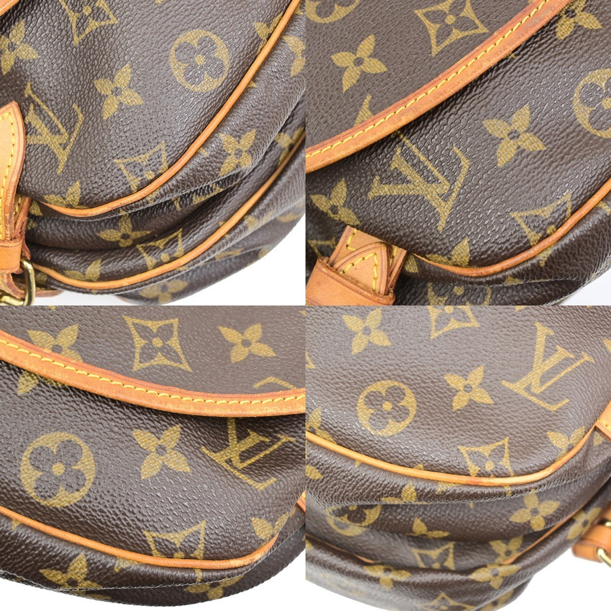 LOUIS VUITTON Logo Saumur 30 Shoulder Bag Monogram Leather Brown M42256 87YJ234