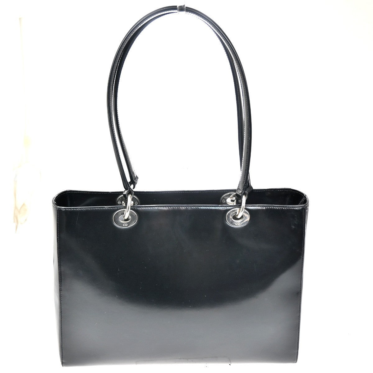 CHRISTIAN DIOR Lady Shoulder Bag Patent Leather Black SHW Italy 71TA393