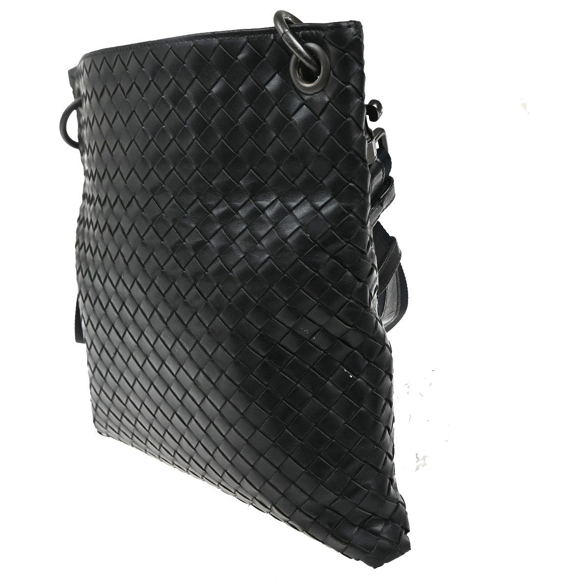 BOTTEGA VENETA Intrecciato Shoulder Bag Leather Black Italy 172736 12RL630