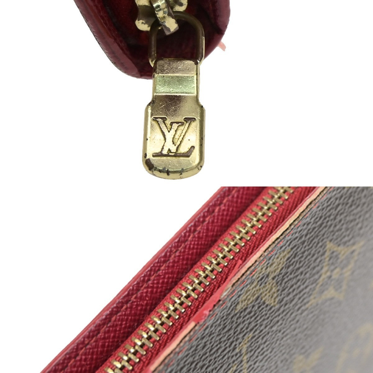 LOUIS VUITTON Porte Monnaie Zip Ling Wallet Monogram Cherry Brown M95006 70YJ247