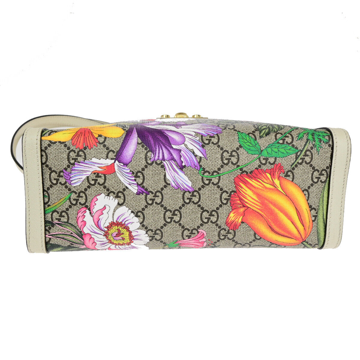 GUCCI Padlock GG Supreme Flora Shoulder Bag PVC Leather WE BN Italy 29SJ246