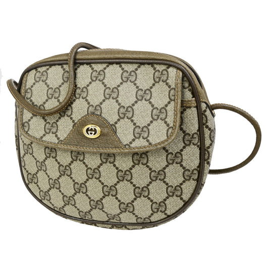 GUCCI Logo GG Pattern Mini Shoulder Bag PVC Leather Brown Italy 63YG493