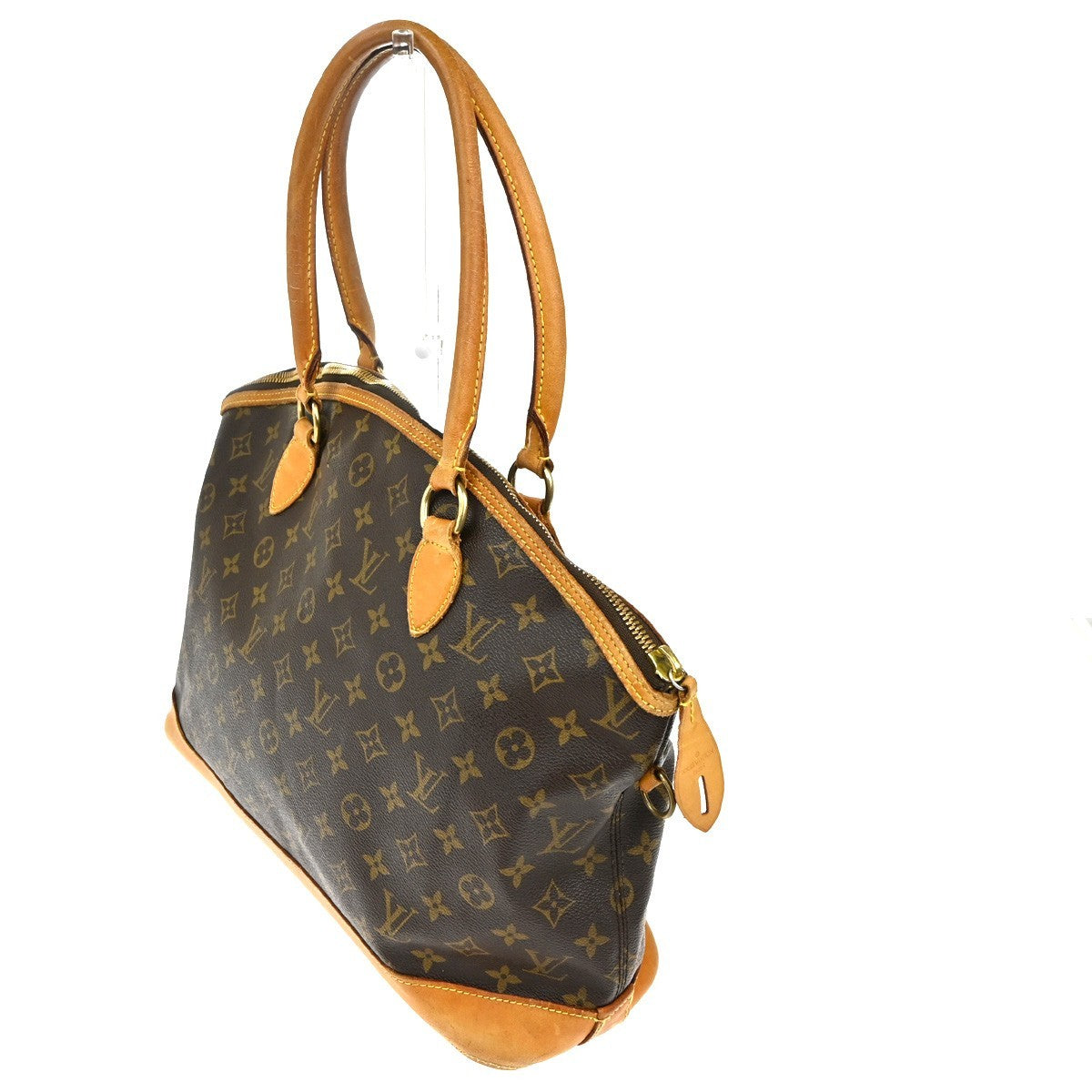 LOUIS VUITTON Logo Lockit Shoulder Bag Monogram Leather Brown M40104 33TA499
