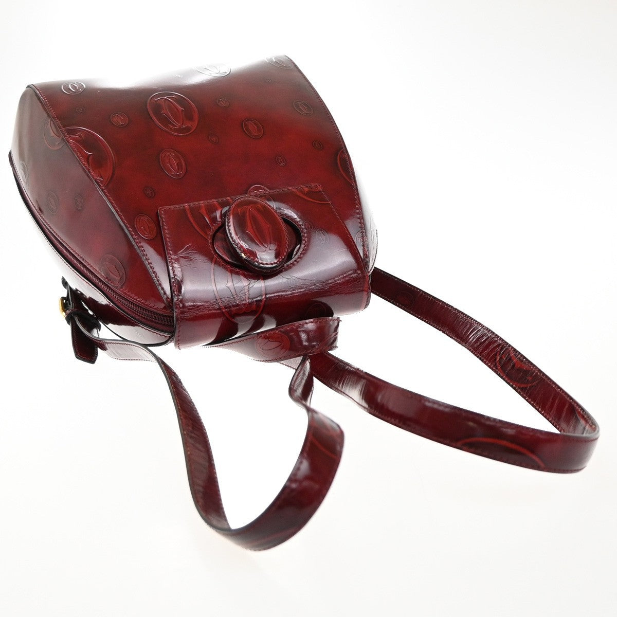 CARTIER Birthday Backpack Shoulder Bag Patent Leather Red GHW France 33EF695