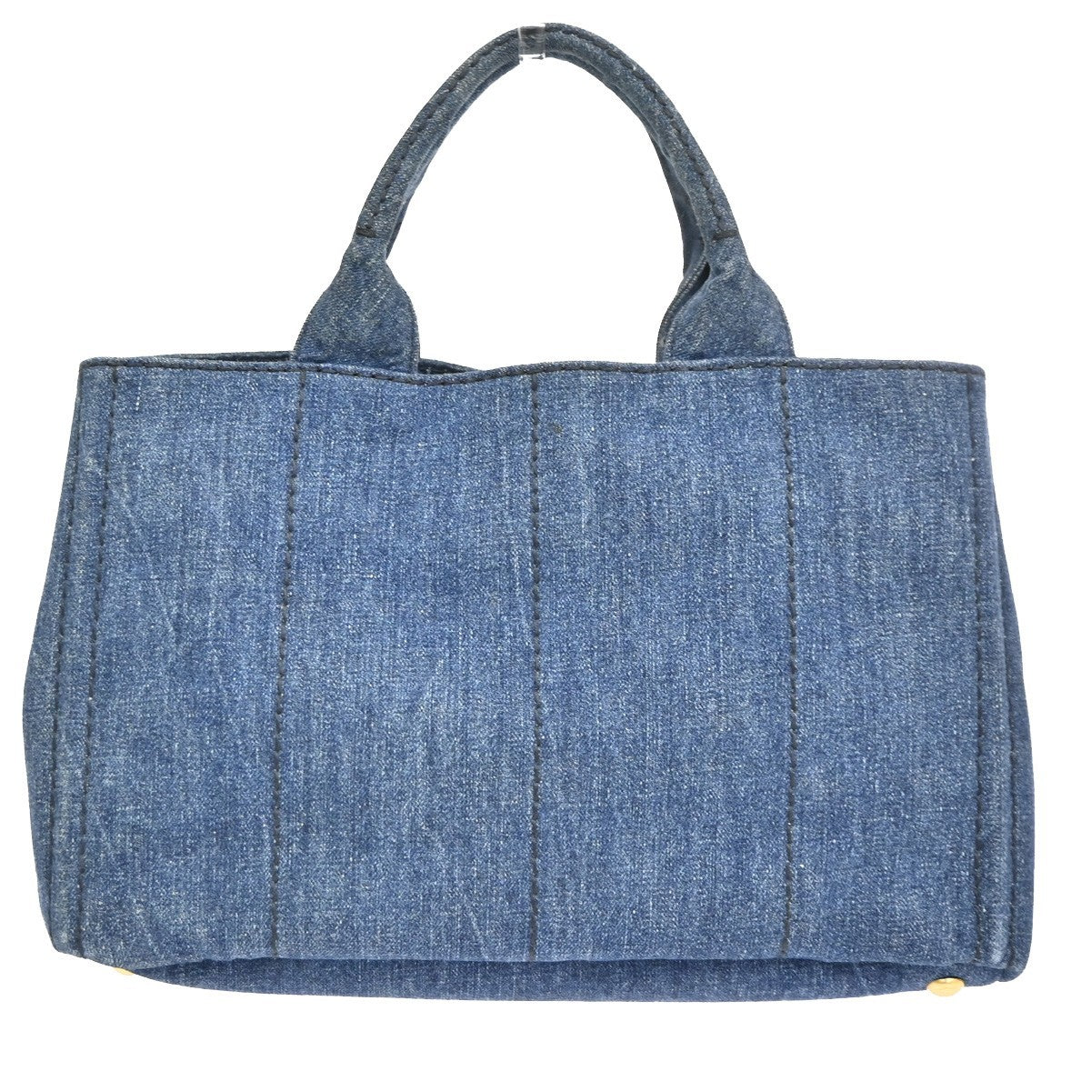 PRADA MILANO Logo Canapa Tote Handbag Denim Canvas Navy Blue GHW 16CA844
