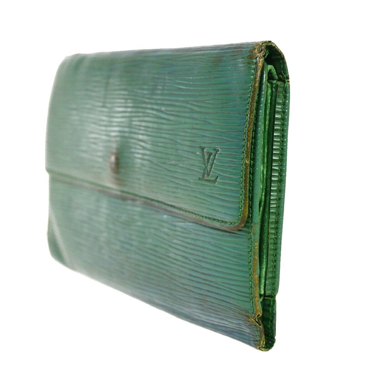 LOUIS VUITTON Logo International Trifold Wallet Epi Leather Green M63384 08YD113