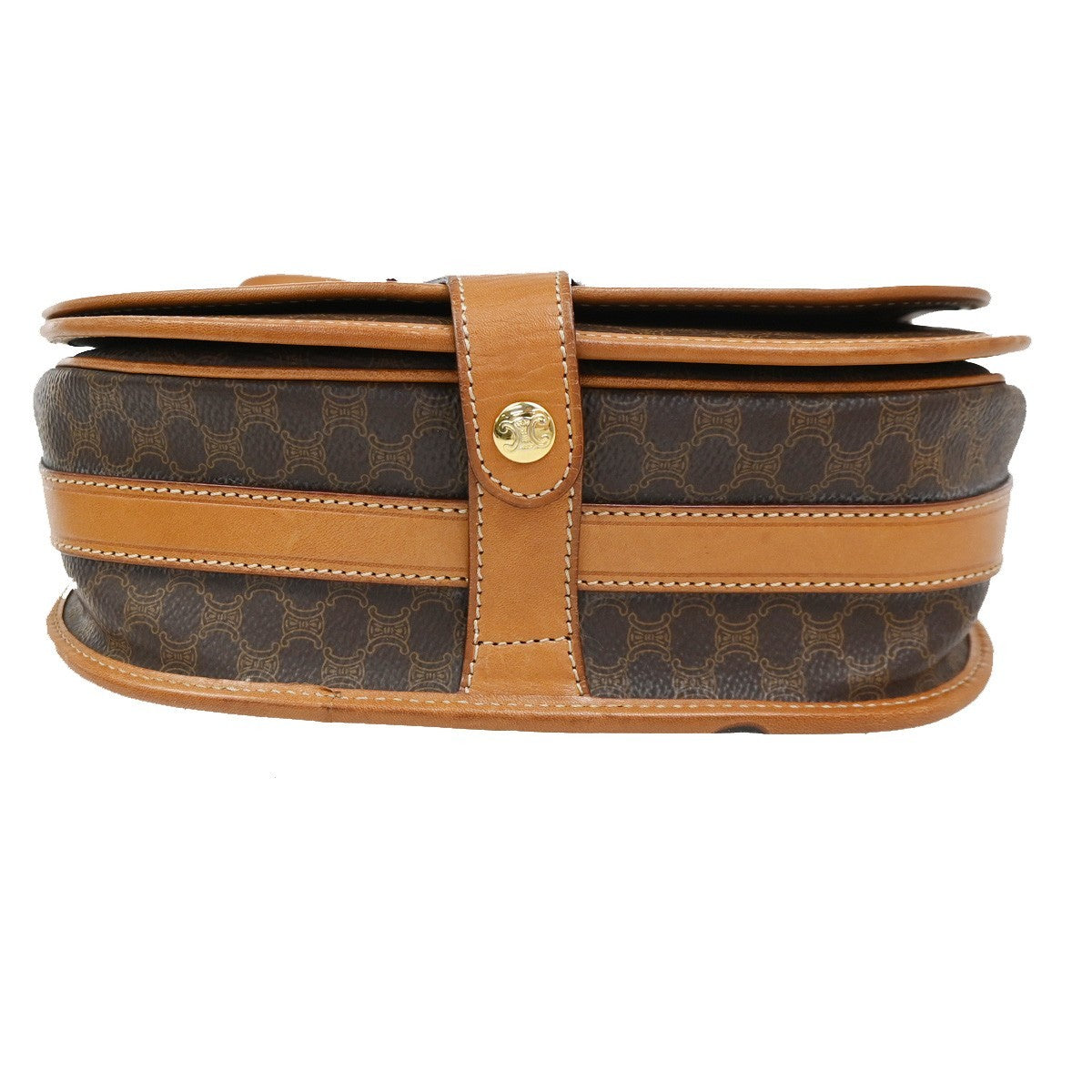 CELINE Logo Macadam Crossbody Shoulder Bag PVC Leather Brown Italy 35KC353