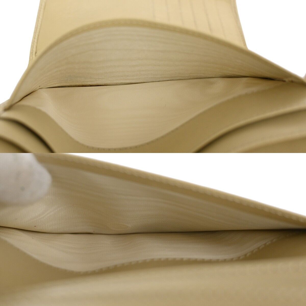 CHANEL CC Logo Trifold Wallet Purse Caviar Skin Leather Ivory Italy 62RJ490