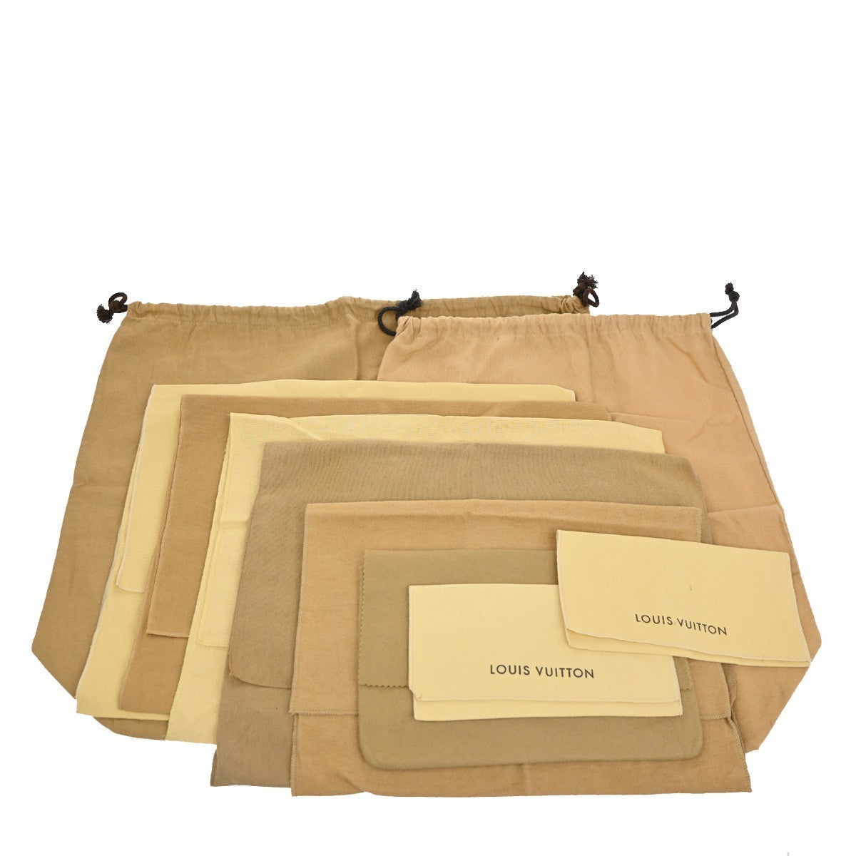LOUIS VUITTON Logo 10 Set Dust Bag Drawstring Canvas Cotton Beige Brown 07KB709