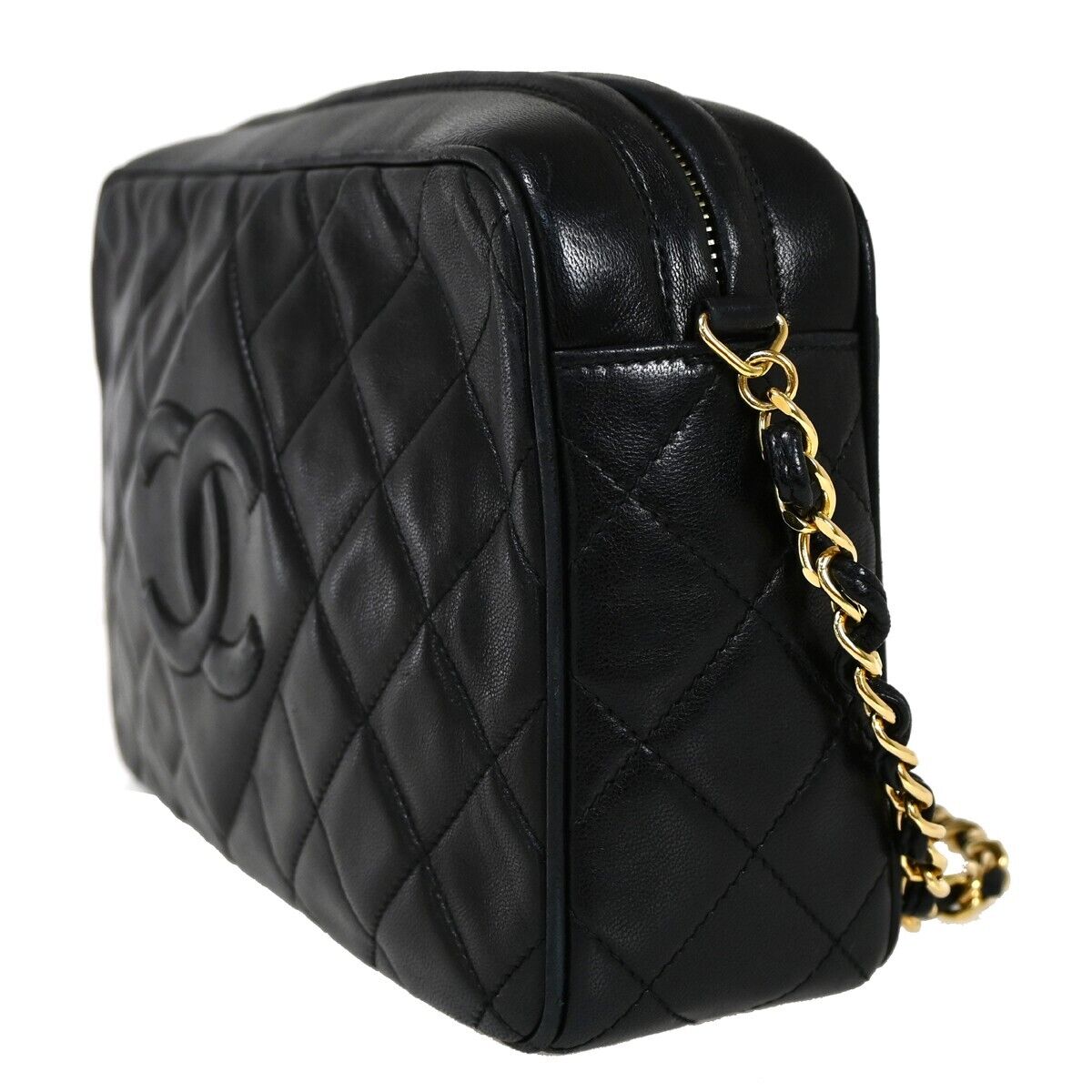 CHANEL CC Matelasse Fringe Chain Shoulder Bag Leather Black GHW Vintage 342RH983
