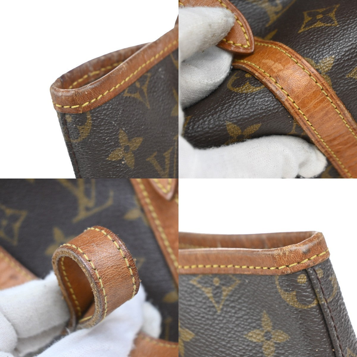 LOUIS VUITTON BUCKET GM Shoulder Tote Bag Monogram Leather Brown M42236 38KP444