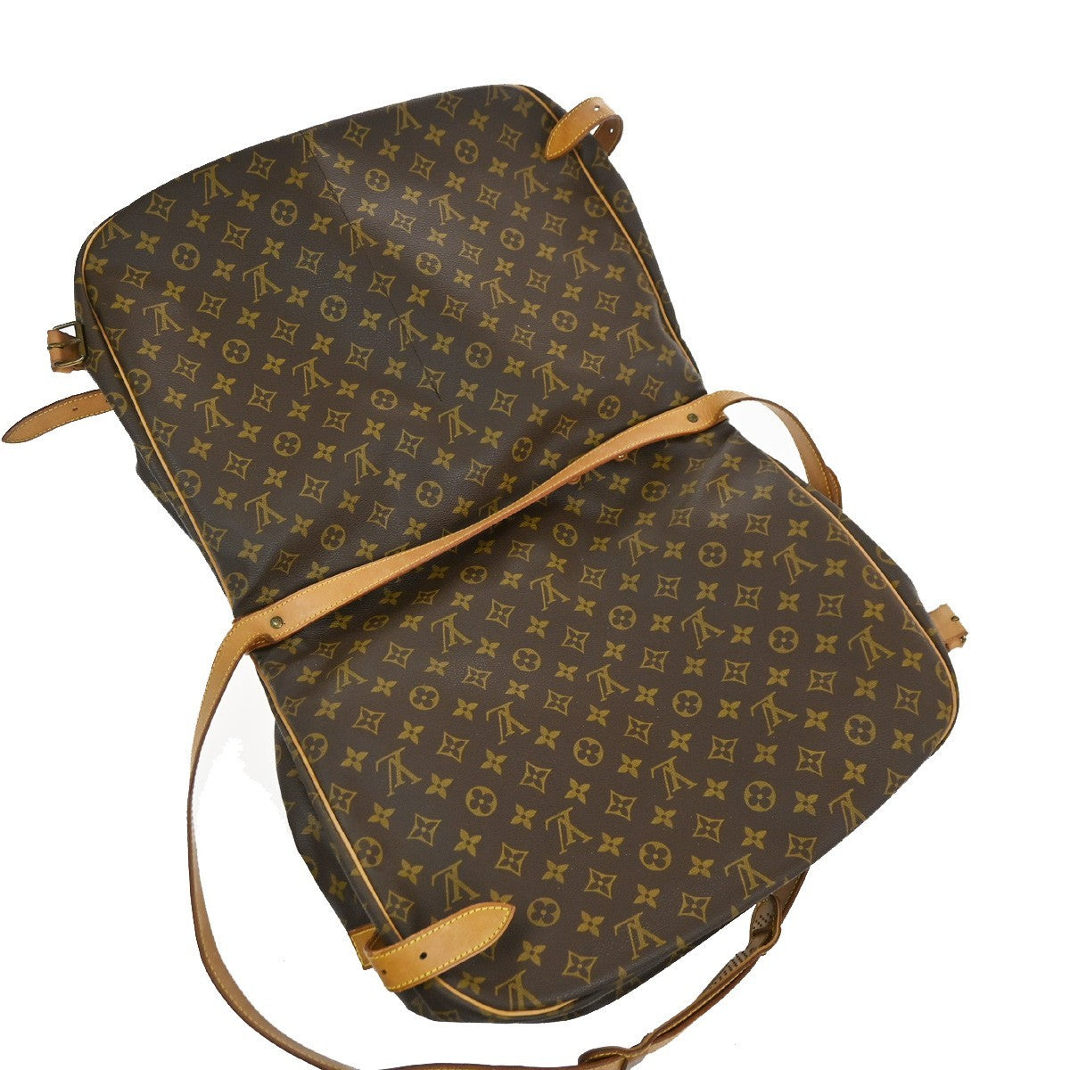 LOUIS VUITTON Logo Saumur 43 Shoulder Bag Monogram Leather Brown M42252 35MA673
