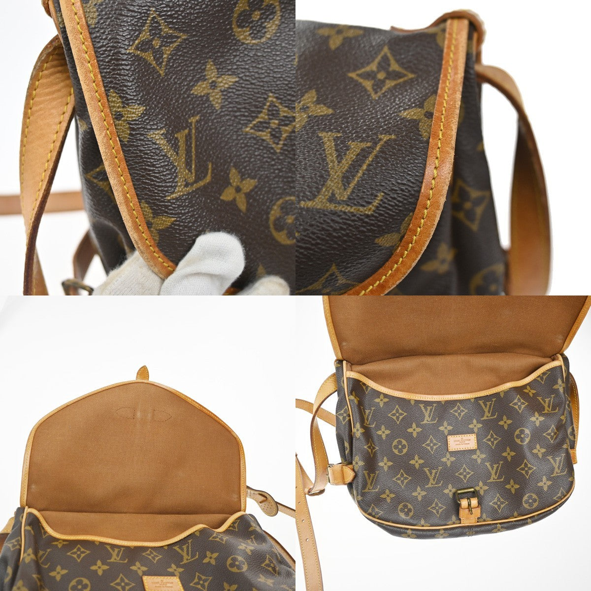 LOUIS VUITTON Logo Saumur 30 Shoulder Bag Monogram Leather Brown M42256 18KC786