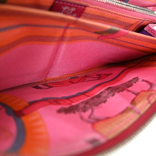 HERMES Azap Silk In Long Zipper Wallet Purse Veau Epsom Leather Red SHW 35YD351