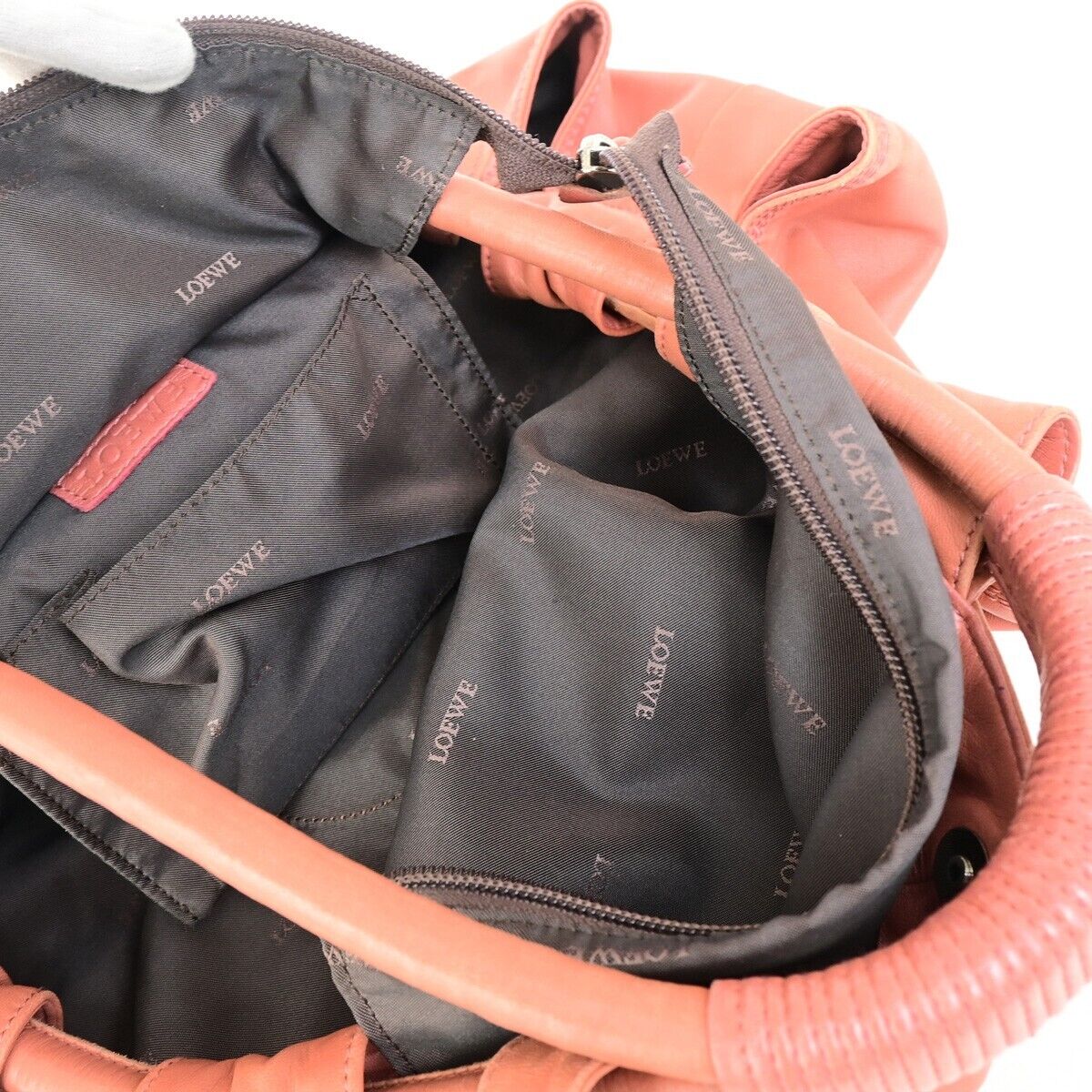 LOEWE Anagram Logos Nappa Aire Hand Bag Leather Pink Made in Spain 62FB185