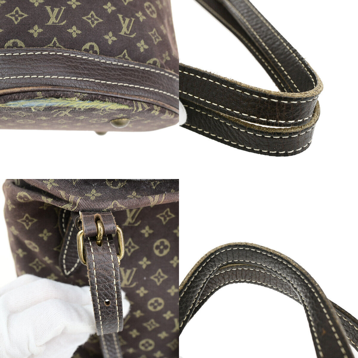 LOUIS VUITTON BUCKET PM Shoulder Tote Bag Monogram Mini Lin Ebene M95226 67YG556