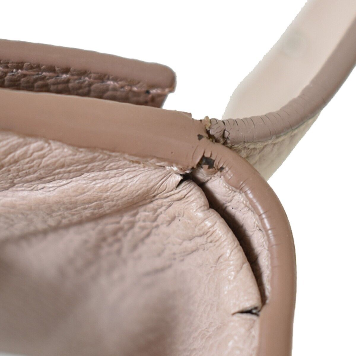SAINT LAURENT YSL Logo Trifold Wallet Purse Leather Pink Beige Italy 05JH713