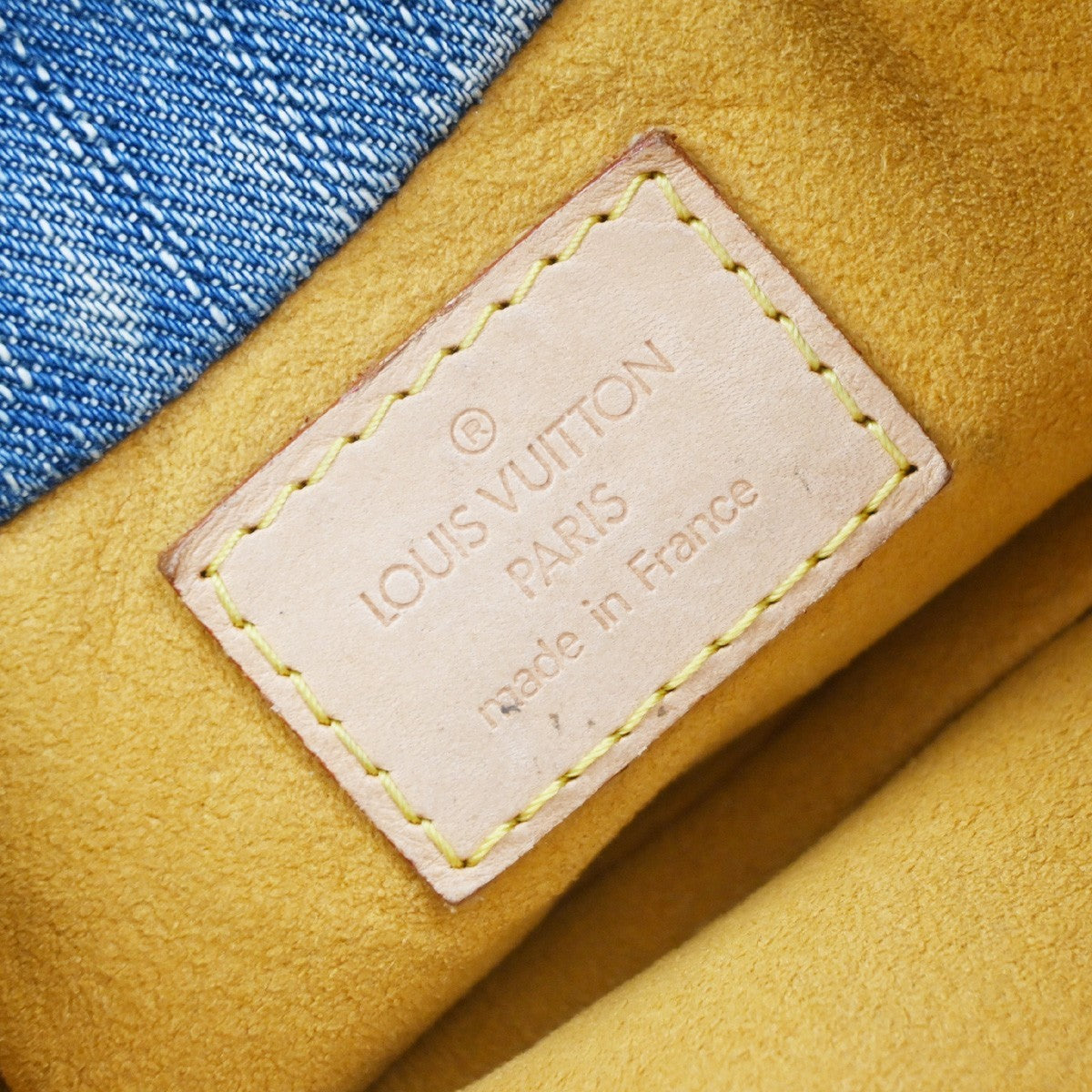 LOUIS VUITTON Logo Pleaty Hand Bag Monogram Denim Leather Blue M95020 671RP147