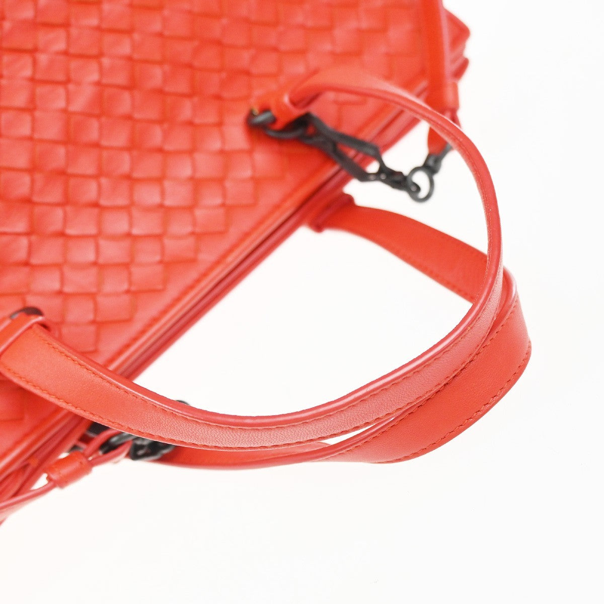 BOTTEGA VENETA Logo Intrecciato 2way Shoulder Hand Bag Leather Red Italy 93EG301