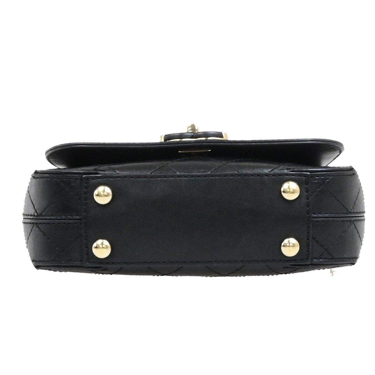 CHANEL CC Logo Mini Matelasse Chain Shoulder Bag Leather Black GHW 341RF214