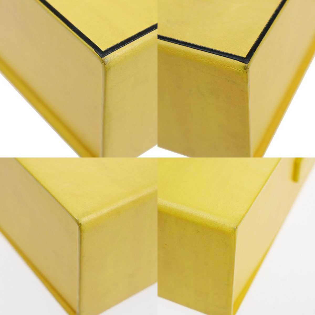 FENDI Logo Box Vertical Mini Shoulder Bag Leather Yellow GHW Italy 74YH947