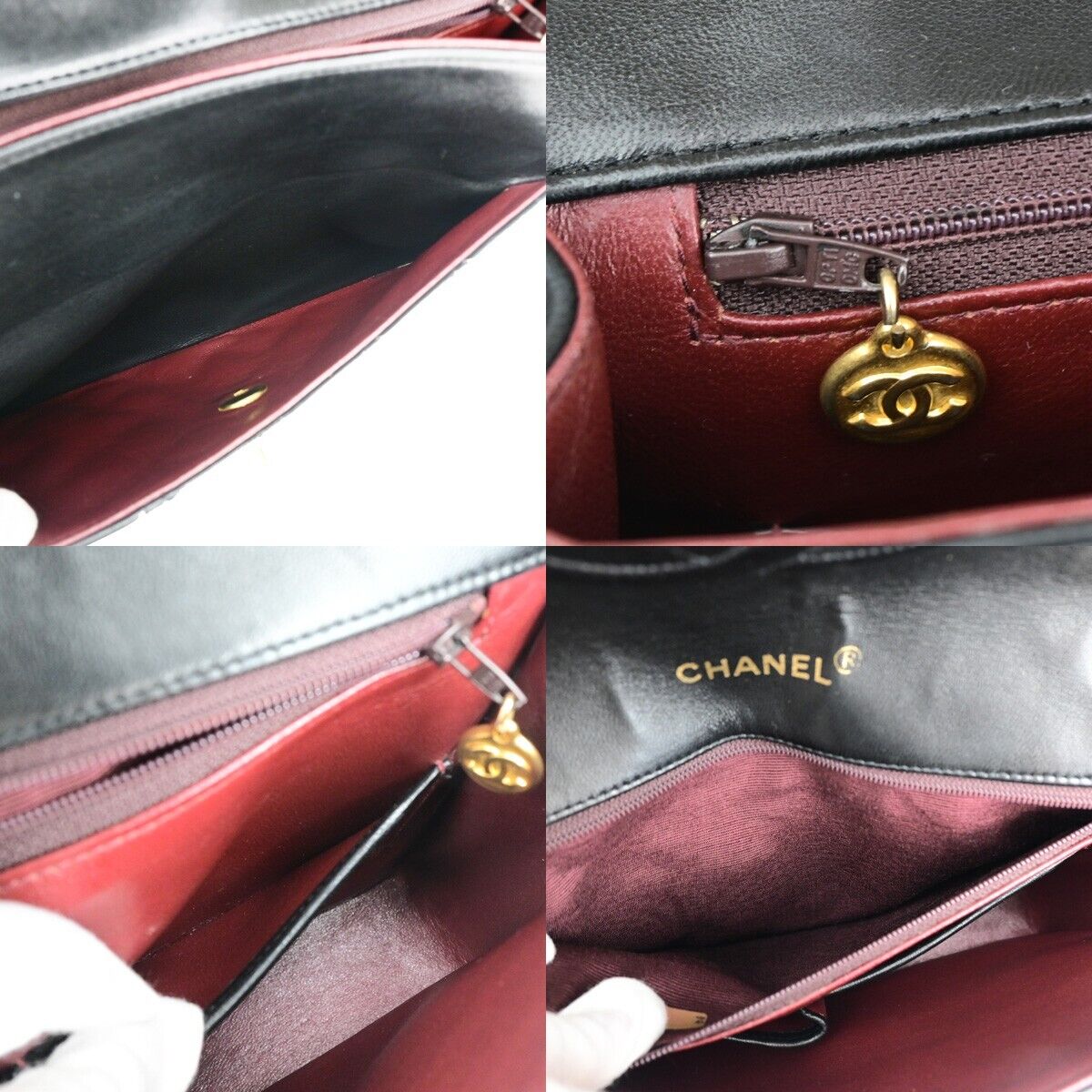 CHANEL CC Matelasse Chain Shoulder Bag Leather Black France Vintage 320RJ932