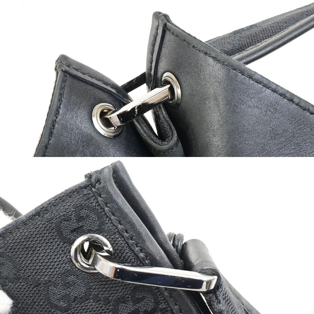 GUCCI Logo GG Pattern Cross Body Shoulder Bag Canvas Leather Black Italy 01FB473