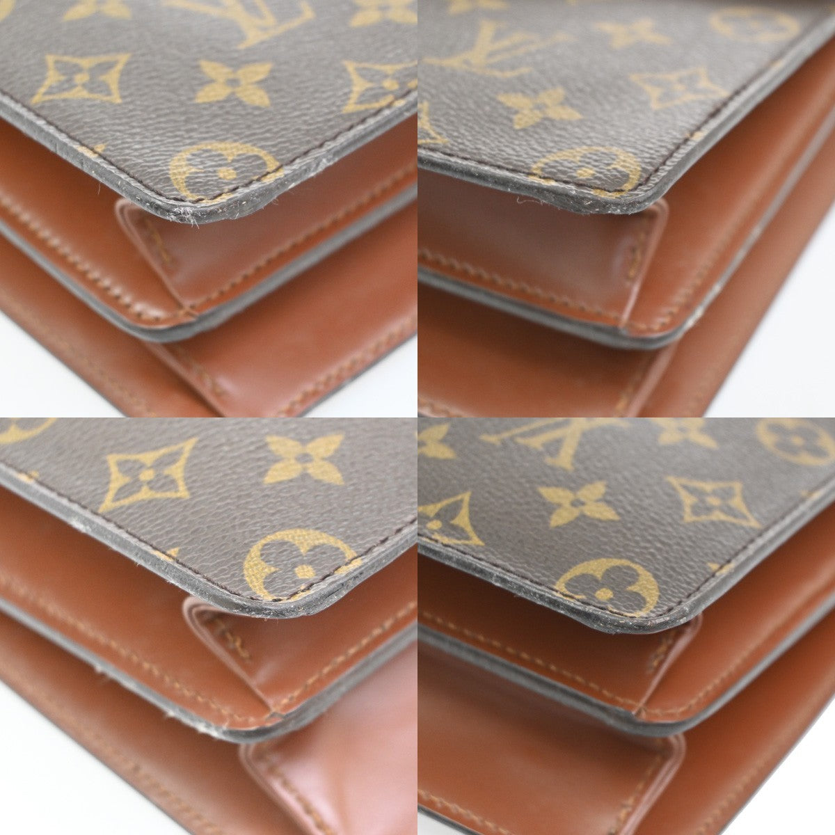 LOUIS VUITTON Concorde Hand Bag Monogram Leather Brown France M51190 89MA598