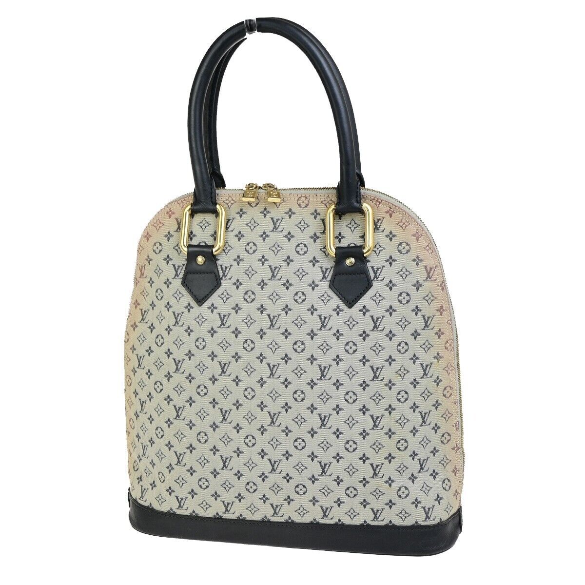 LOUIS VUITTON Logo Alma Haut Hand Bag Monogram Mini Canvas Blue M92202 31FB318