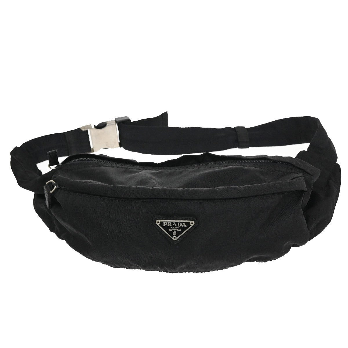 PRADA MILANO Tessuto Bum Bag Nylon Leather Black Italy 67CB022