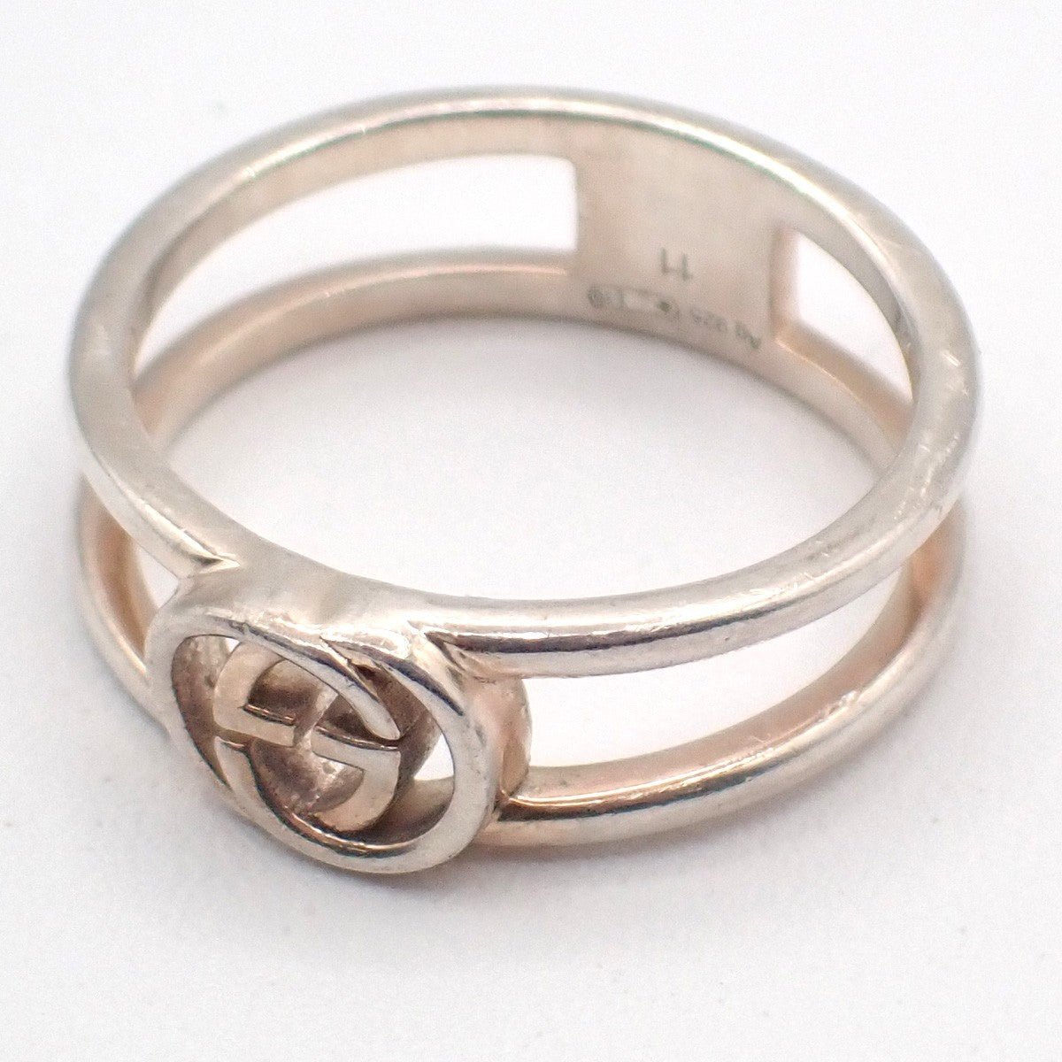 GUCCI Interlocking G Ring Silver 925 Size JP 11 US 6 Italy Accessory 07CA583