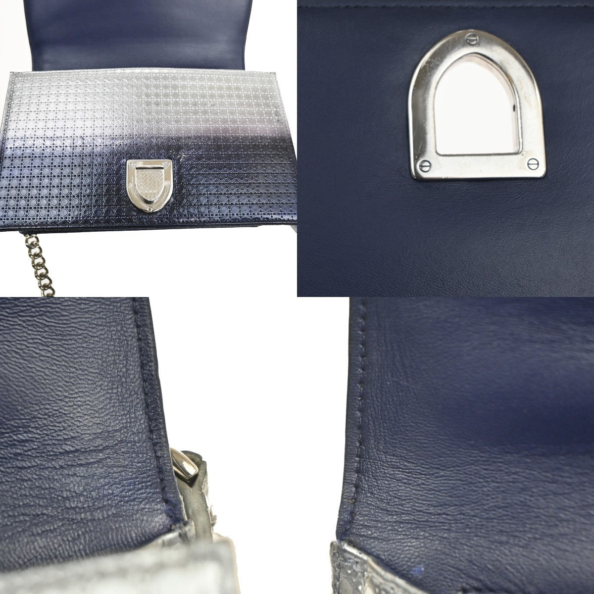 CHRISTIAN DIOR Ombre Diorama Archicannage Chain Shoulder Bag Leather 50RL945