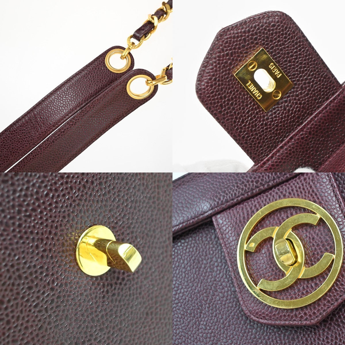 CHANEL 2Way Vanity Shoulder Hand Bag Calfskin Leather Red Vintage 330RP046