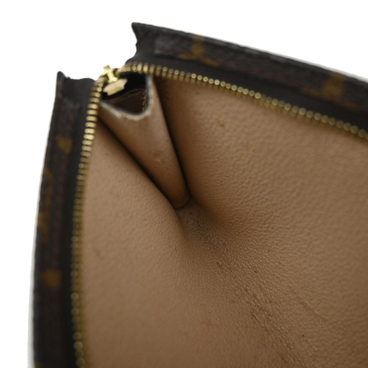 LOUIS VUITTON Logo Bucket PM Pouch Bag Monogram Leather Brown France 60KP176