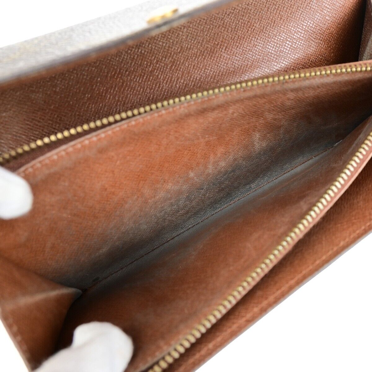 LOUIS VUITTON 3 Set Trifold Bifold Wallet Purse Monogram Leather Brown 44YG711
