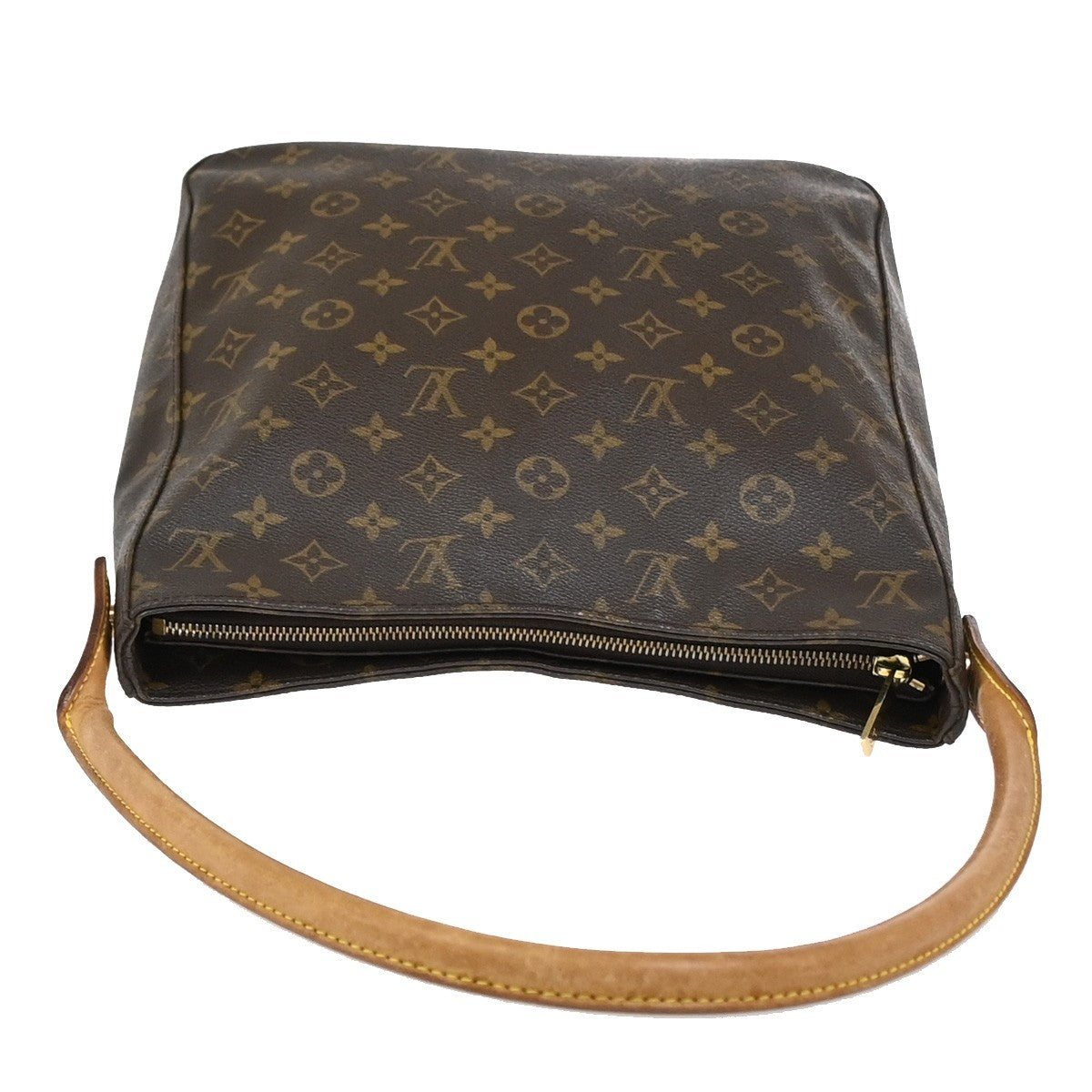 LOUIS VUITTON Logo Looping GM Shoulder Bag Monogram Leather Brown M51145 82YJ023