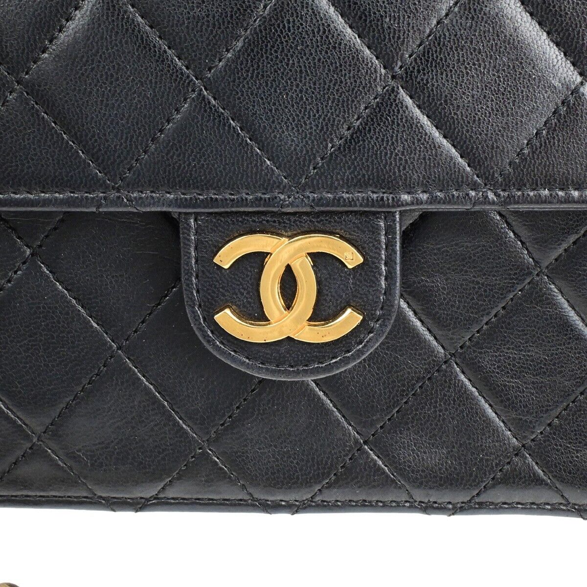 CHANEL CC Logo Matelasse Chain Shoulder Bag Leather Black GHW 41RK820