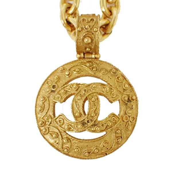 CHANEL CC Logo Chain Long Pendant Necklace 94A Gold Accessory Vinatge 633RJ029
