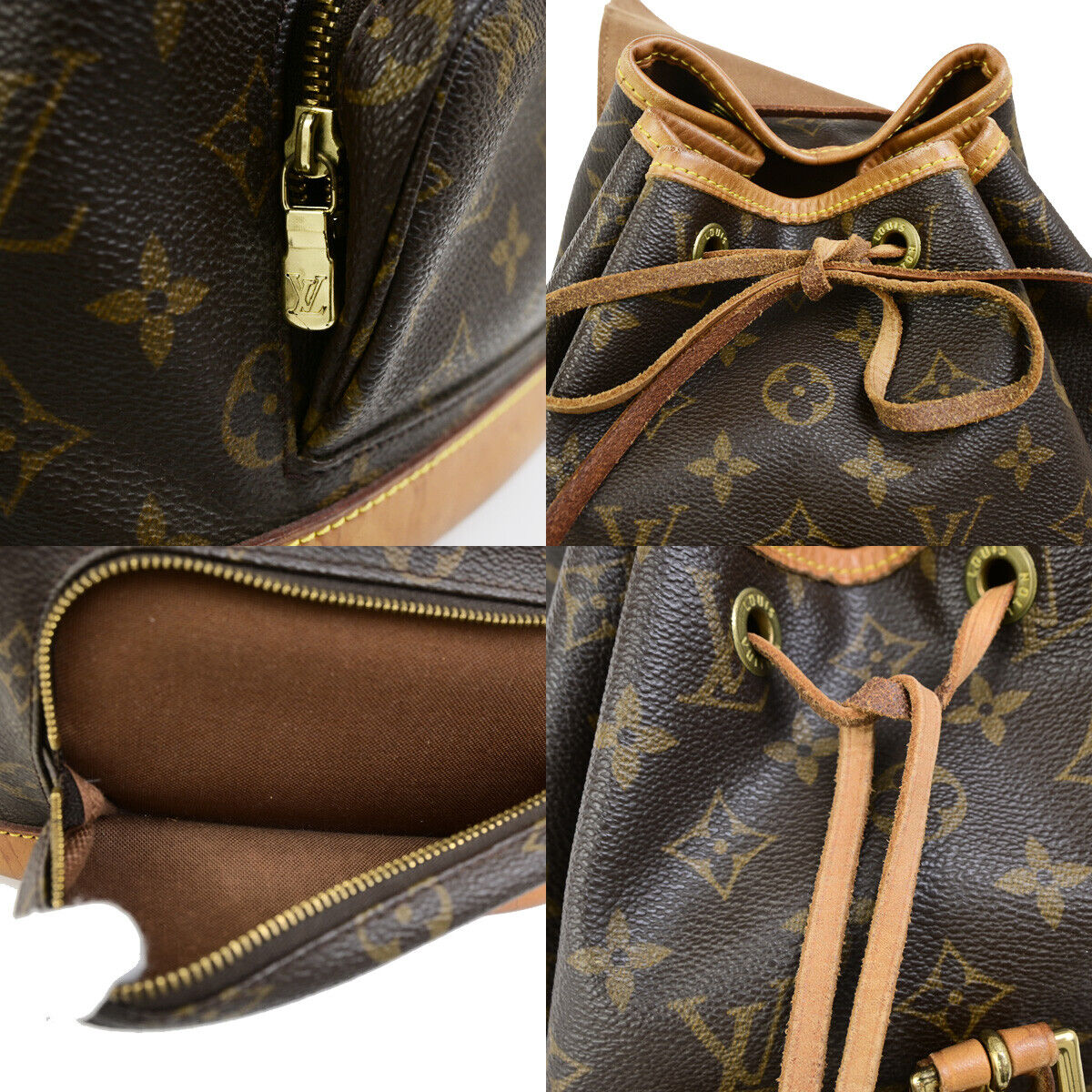 LOUIS VUITTON Montsouris MM Backpack Bag Monogram Leather Brown M51136 18YG489