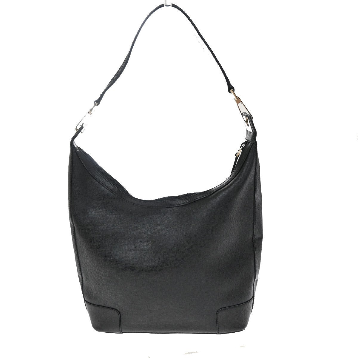 GUCCI Logo Shoulder Hobo Bag Leather Black GHW Italy 32YJ126