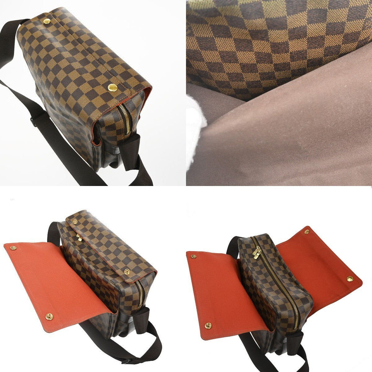 LOUIS VUITTON Naviglio Shoulder Bag Damier Ebene Leather Brown N45255 73CA734