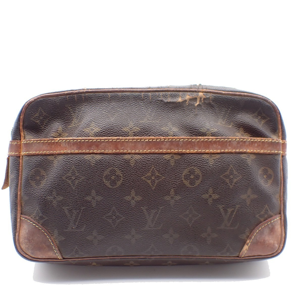 LOUIS VUITTON Compiegne 28 Clutch Hand Bag Monogram Leather Brown M51845 08KC322