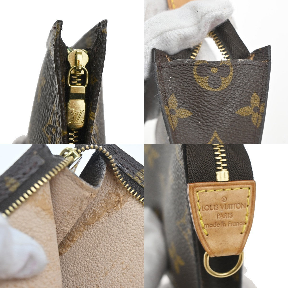 LOUIS VUITTON Logo BUCKET PM Pouch Bag Monogram Leather Brown GHW France 02KC509