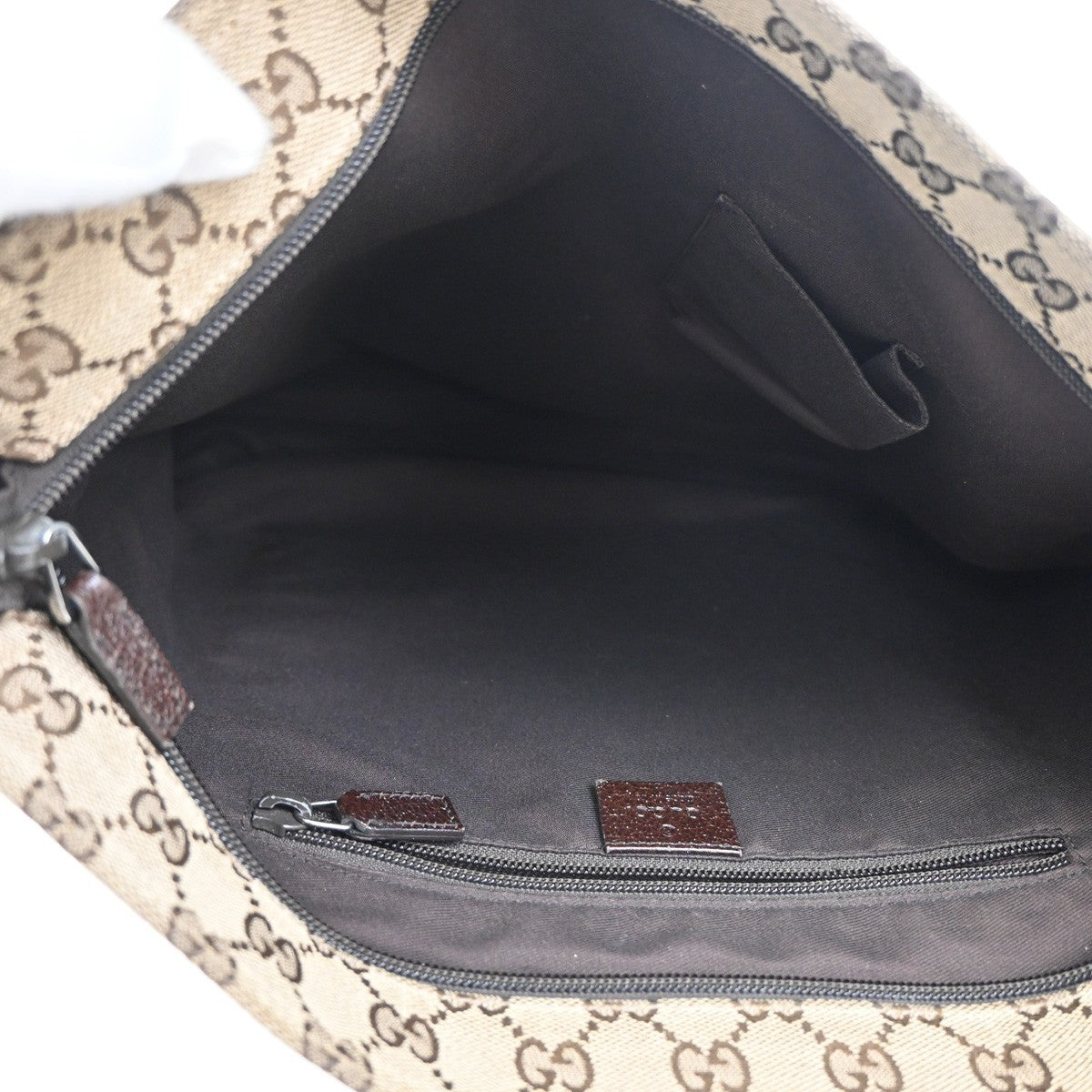 GUCCI Logo GG Pattern Web Messenger Bag Canvas Leather Brown SHW Italy 34KC493