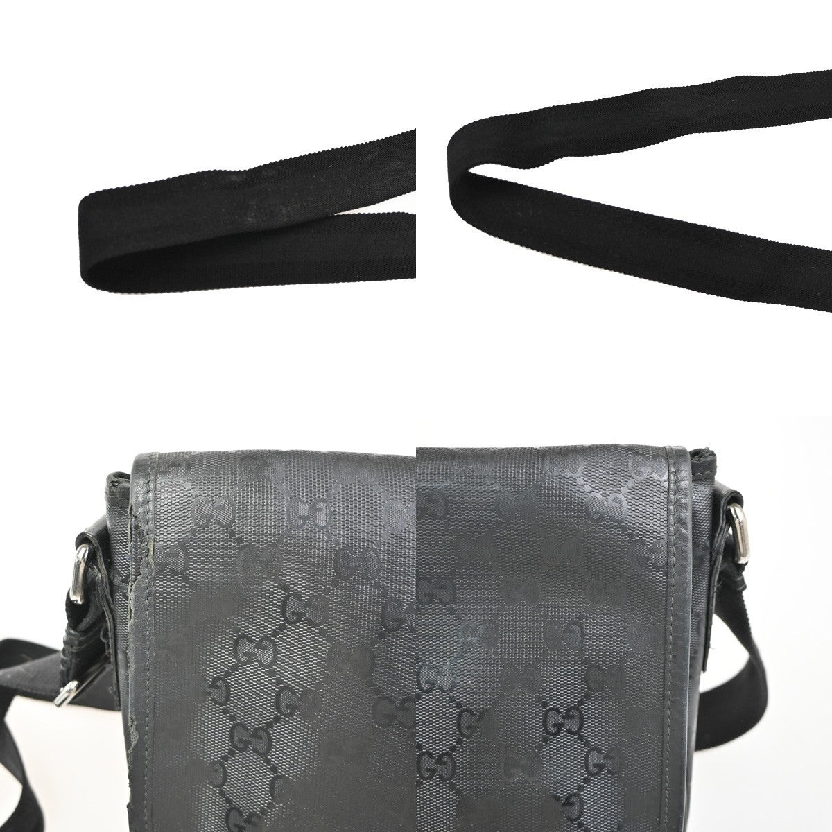 GUCCI Logo GG Pattern Imprime Shoulder Bag PVC Leather Black SHW Italy 34KC635