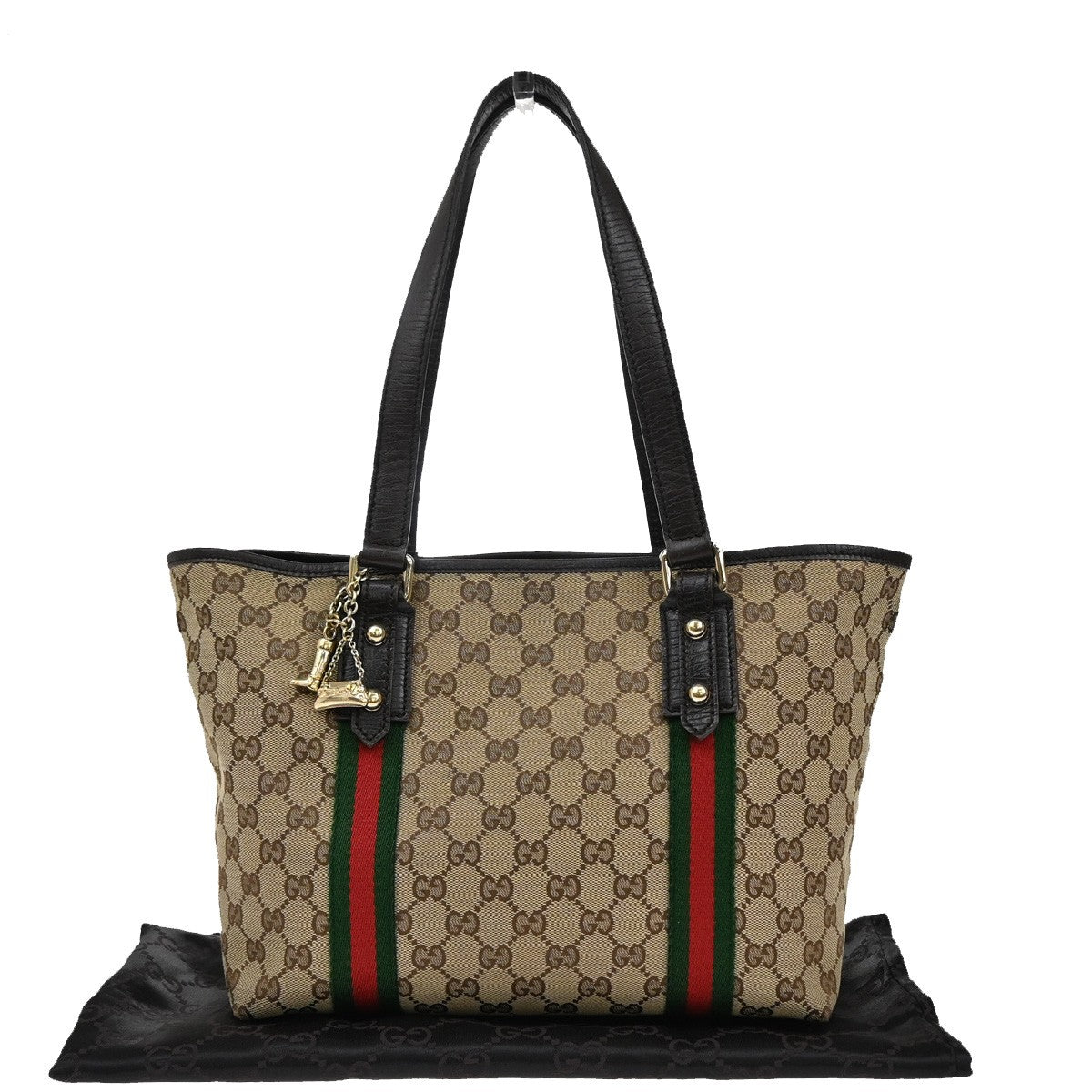 GUCCI Logo Sherry GG Pattern Shoulder Bag Canvas Leather Brown Italy 34YH198