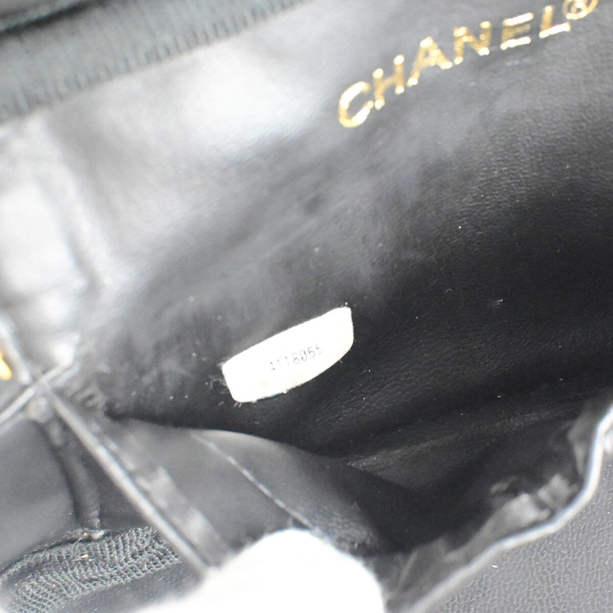 CHANEL CC Logo Bicolore Vanity Hand Bag Leather Black GHW Italy 77RK577