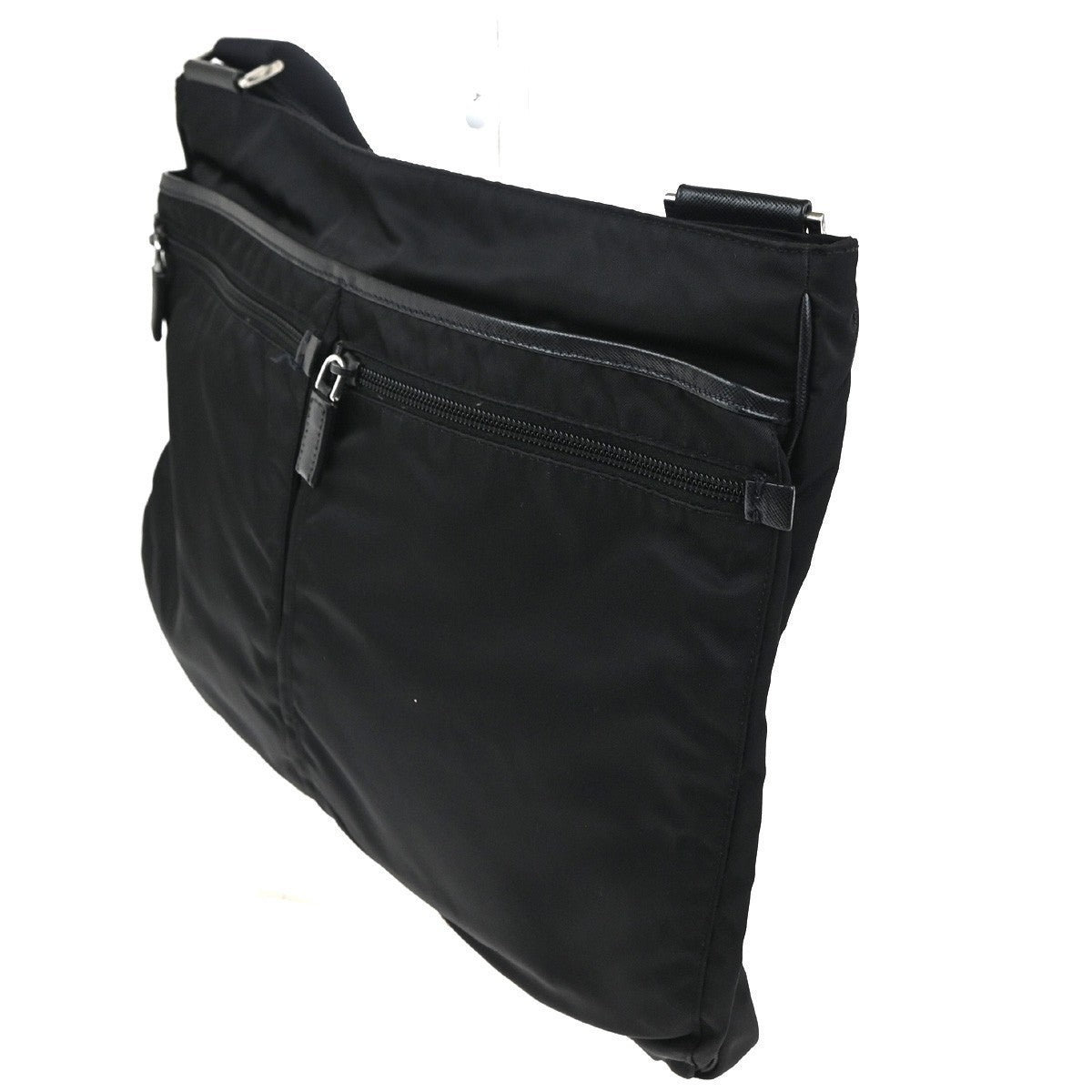 PRADA MILANO Tessuto Messenger Shoulder Bag Nylon Leather Black 85KC404