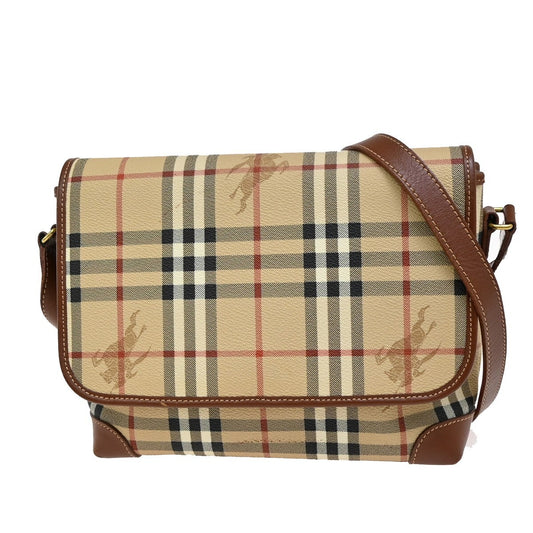 BURBERRY Logo Nova Check Crossbody Shoulder Bag PVC Leather Beige Brown 31FB800