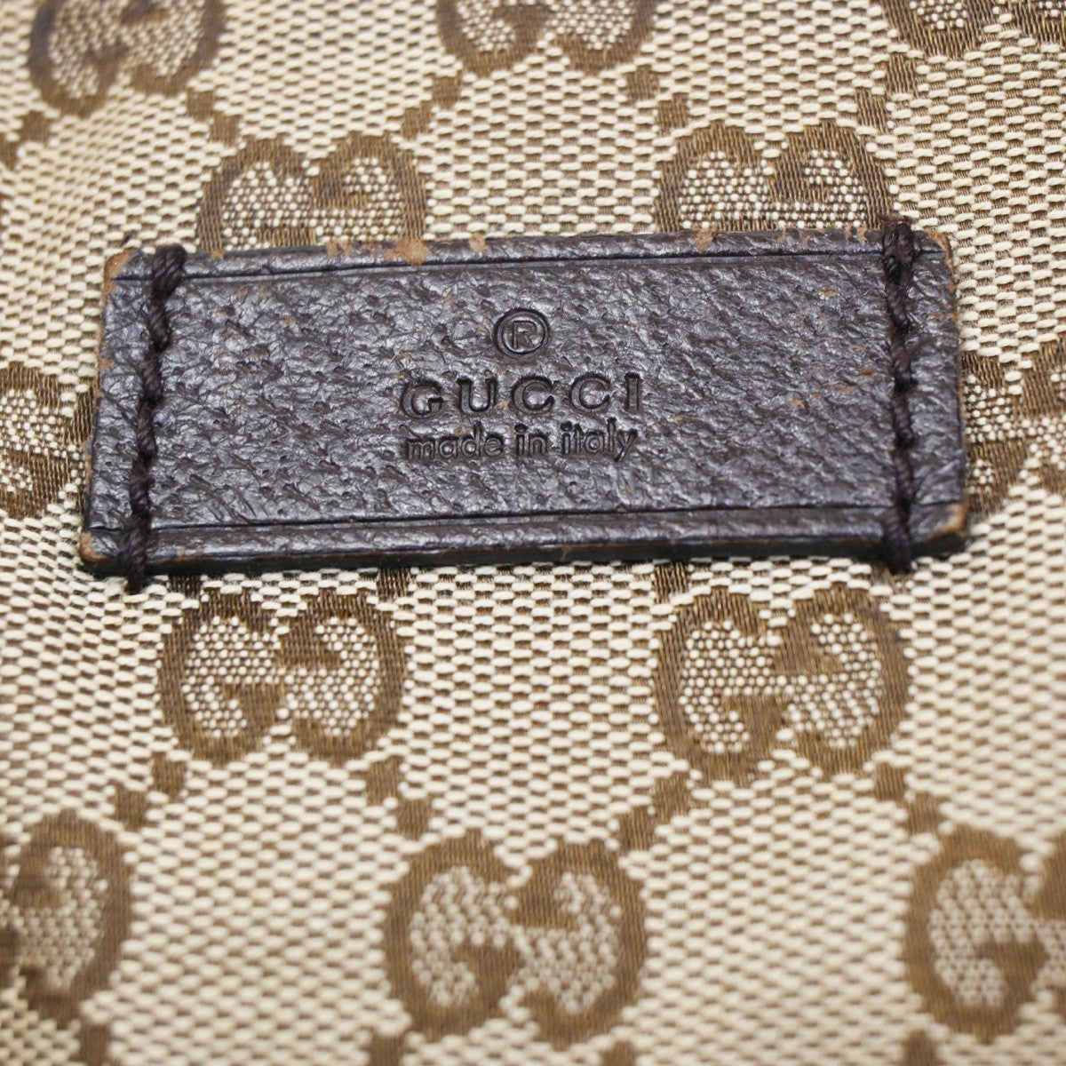 GUCCI Logo Sherry GG Pattern Hand Bag Canvas Leather Brown Italy 31CA550